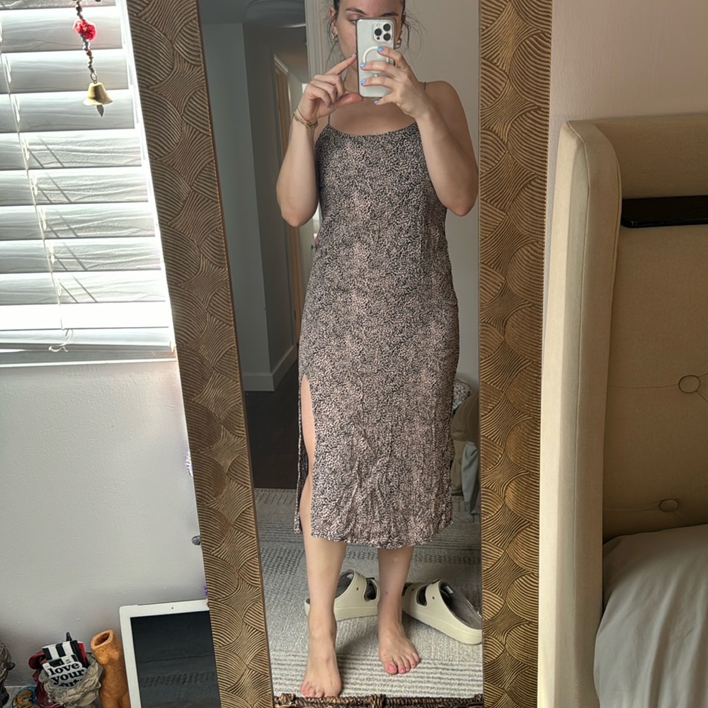 MANGO Cheetah print slit dress